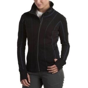 Women's Kuhl Black Full Zip Turtle Neck Jacket with Blue Stitching size Medium